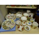 Large parcel of china powder pots, wall plates, calendar plate and novelty items