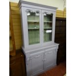 Painted Victorian bookcase sideboard with carved detail
