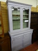 Painted Victorian bookcase sideboard with carved detail