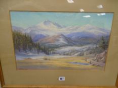 ELSIE HADDON HAYNES pastel - snow covered mountains, signed and with Davey & Sons, Manchester
