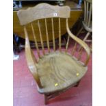 American style oak spindleback farmhouse armchair