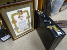 Well maintained executive suitcase and a limited edition MEIRION ROBERTS tribute print to Cynan