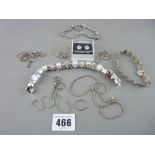 Collection of silver and other bracelets, necklaces and earrings including two with padlock clasps