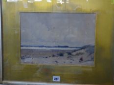 JOHN McDOUGAL watercolour - Anglesey dunes and seascape (for restoration)