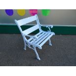 Painted wood wide garden chair with metal ends
