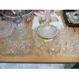 Decanter and parcel of drinking glassware, a parcel of mixed glassware and an etched tankard with