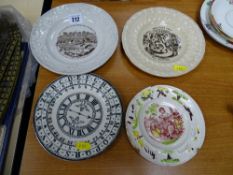 Four Victorian pottery children's plates
