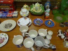 Parcel of Noritake and other mixed china and pottery and six sport related pottery mugs etc