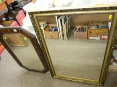 Polished beadwork framed bevelled wall mirror and a gilt framed wall mirror