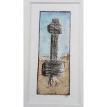PAUL WAITE framed etching - 'Tower', 35 x 45cms Part of a series depicting Towers in the landscape