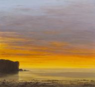 CERI AUCKLAND DAVIES framed limited edition print - 'Llangrannog Sunset', 72 x 75cms www.