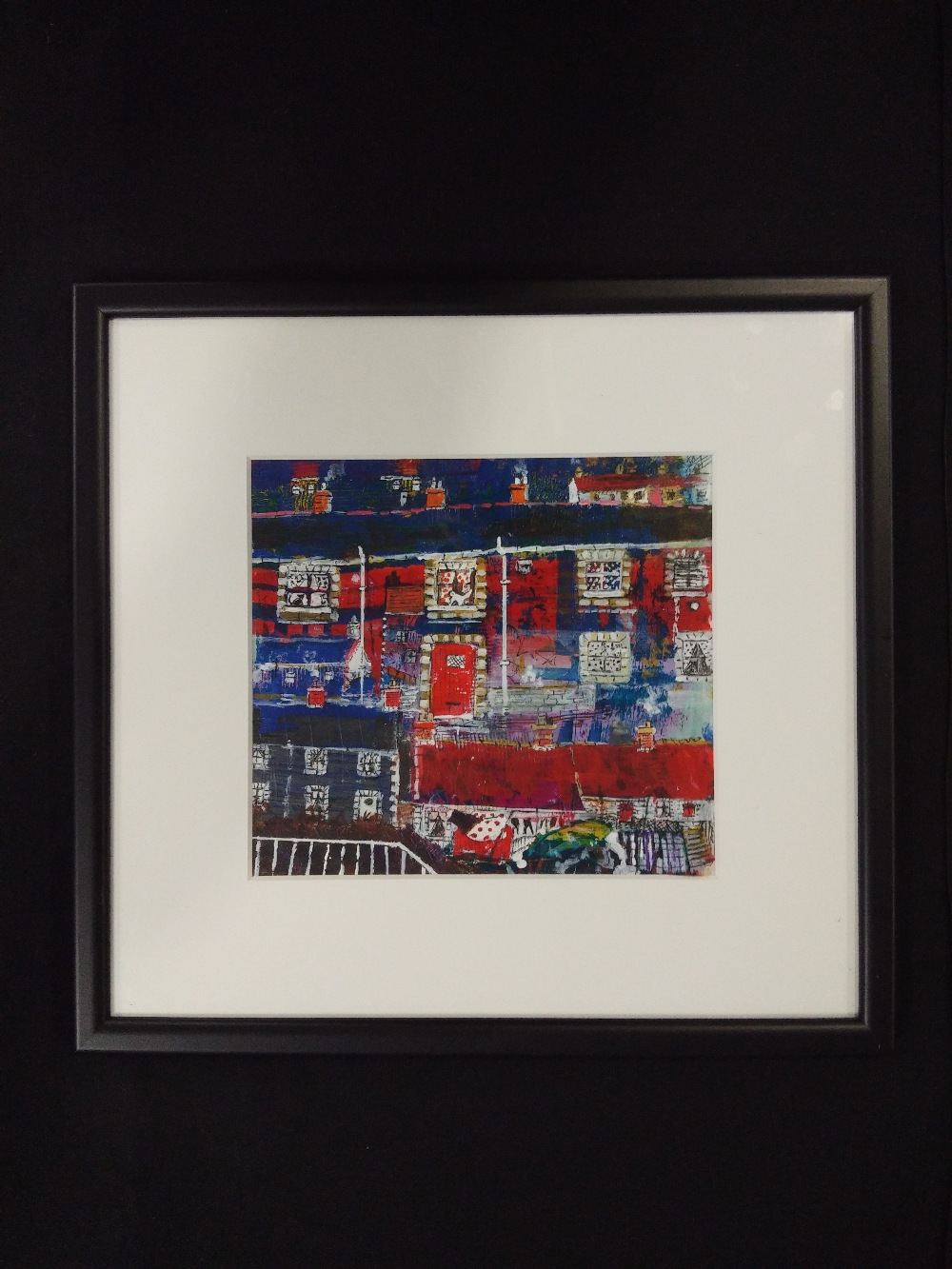 JOHN FREDERICK COOPER framed acrylic on canvas board - 'Tai Terras " Terraced Houses', 12 x 12