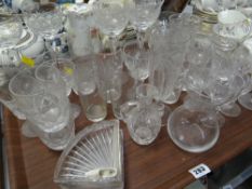 A tray of glassware, mainly drinking glasses