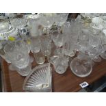 A tray of glassware, mainly drinking glasses