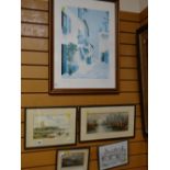 Pair of early twentieth century watercolours, signed E JONES, modern framed print of Mediterranean