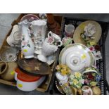 Two crates of mixed china including ornaments, vases etc