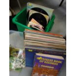 A parcel of LP records, popular & classical together with a Guinness Book of Records & three Giles