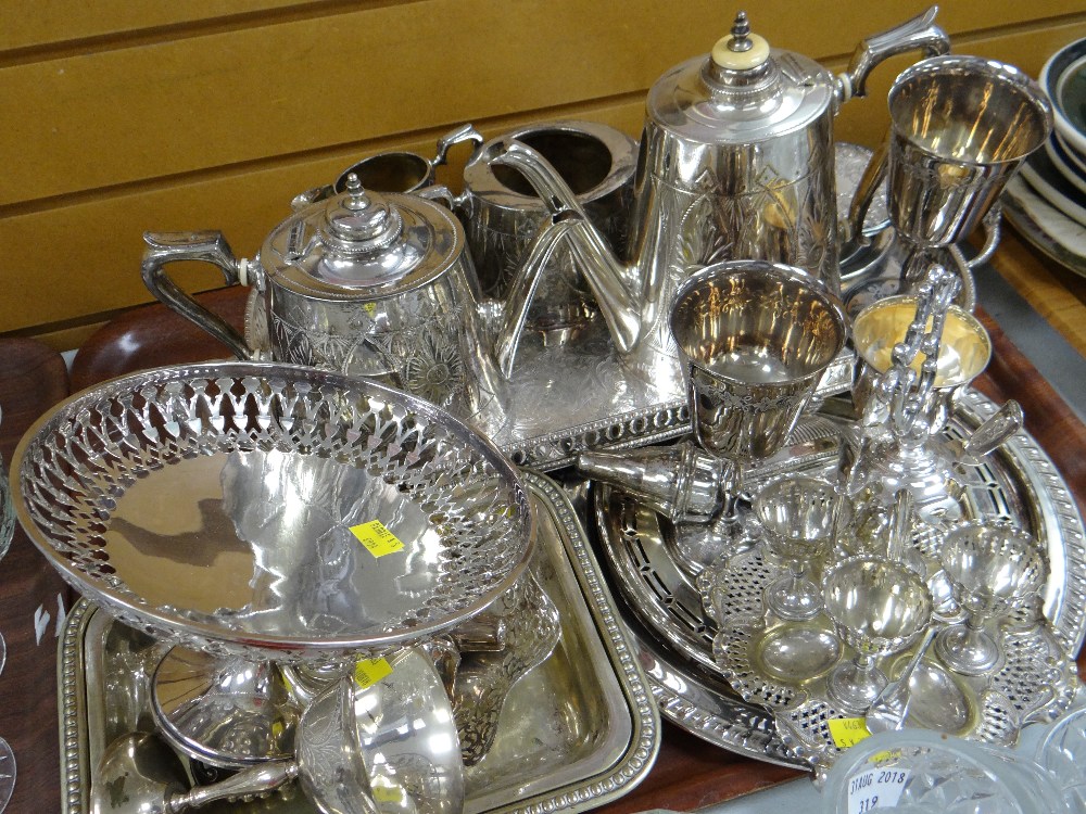 Large collection of EPNS including trays, egg cups, teasets, tazza etc