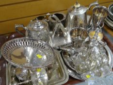 Large collection of EPNS including trays, egg cups, teasets, tazza etc