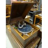 A vintage gramophone & records