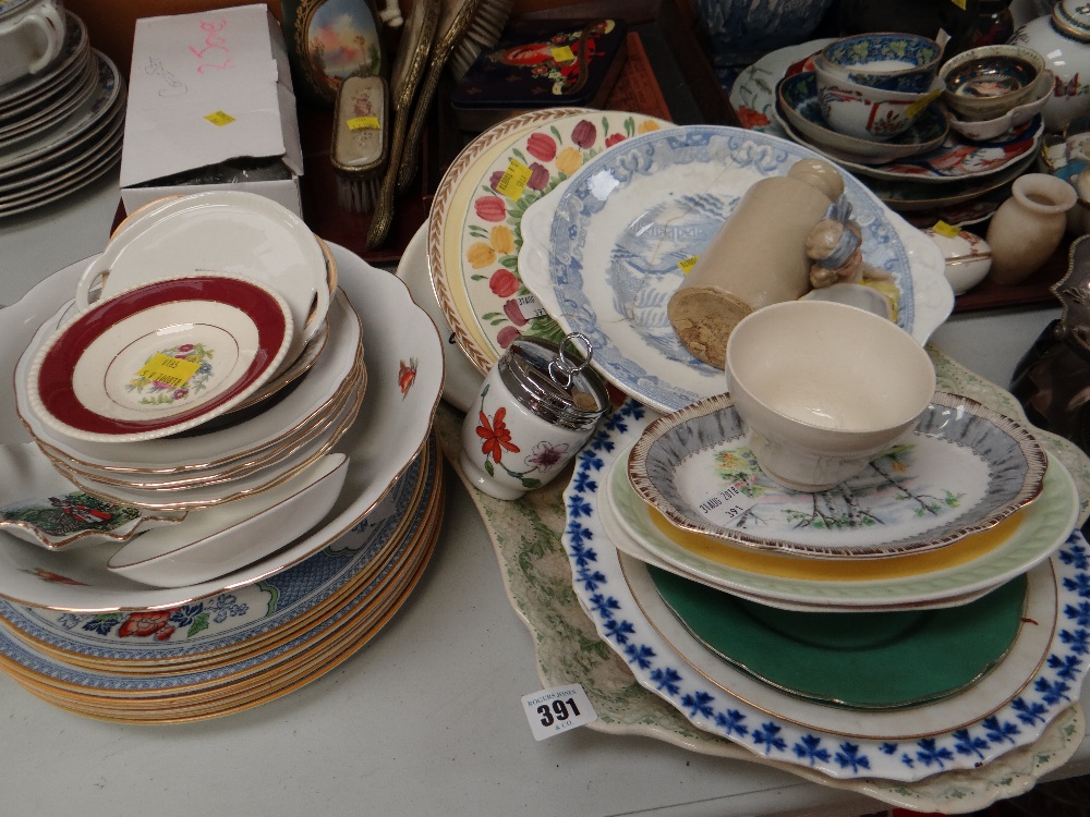 Parcel of mixed pottery including Royal Worcester egg coddler, platters etc