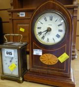 A Bayard French brass carriage clock together with a modern eight-day mantel clock