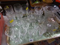A tray of mainly crystal drinking glasses & bowls etc