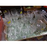 A tray of mainly crystal drinking glasses & bowls etc