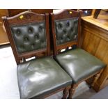 A pair of button leather drawing room chairs