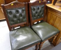 A pair of button leather drawing room chairs