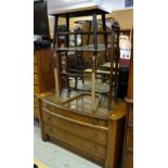 A vintage dressing table, an over bed table, towel airer etc