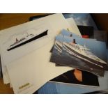 Parcel of ephemera relating to Cunard Liners, the QE2 etc together with a print of an airplane & a