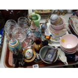 A tray of china, glass & novelties