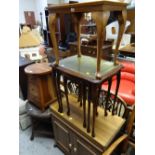A hostess trolley, nest of three coffee tables, circular wicker table etc E/T (eight items in