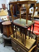 A hostess trolley, nest of three coffee tables, circular wicker table etc E/T (eight items in