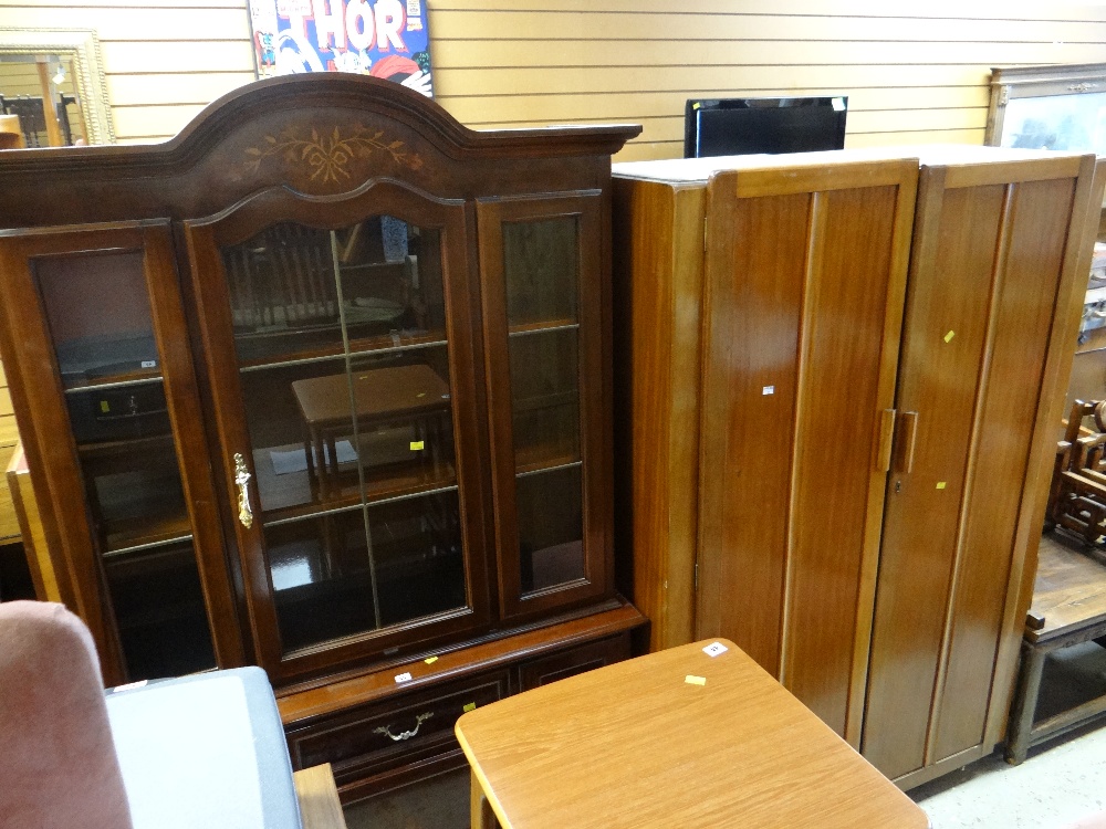 A mid-century two-door wardrobe & a modern Italian-style glazed dresser