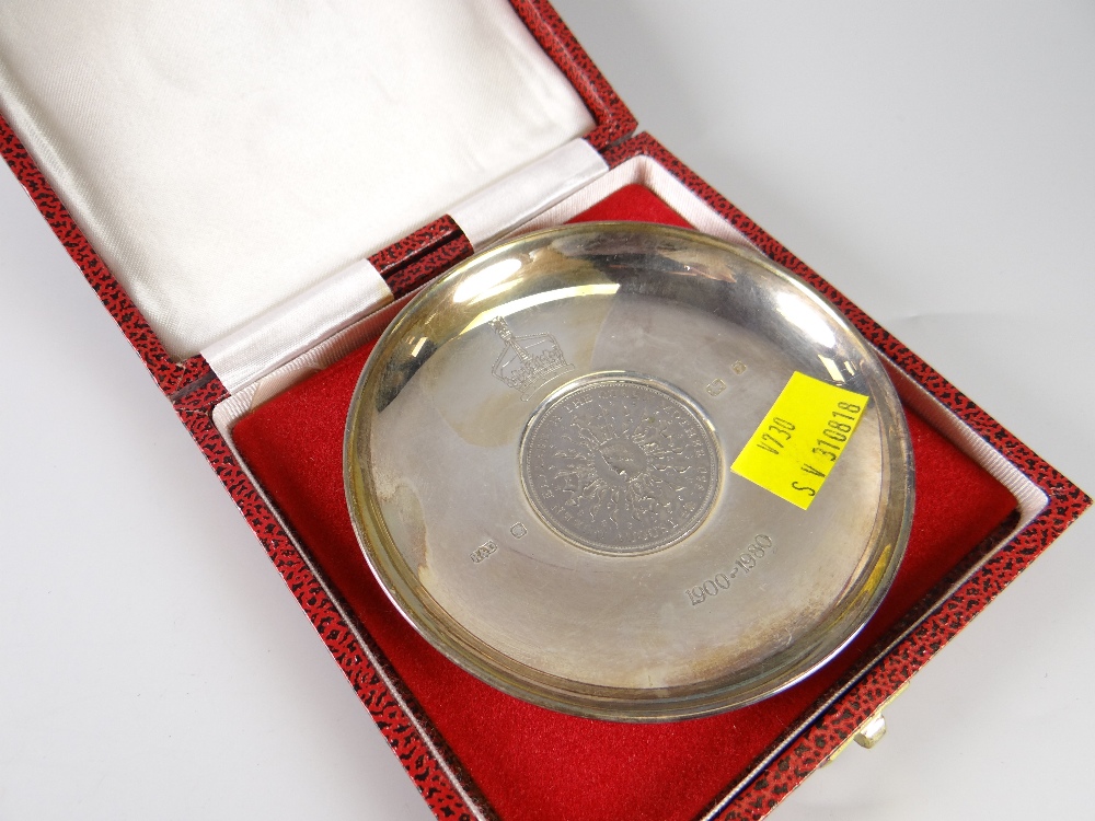 Hallmarked silver The Queen Mother crown dish