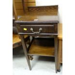 An antique mahogany night cabinet with single-drawer & lower tier