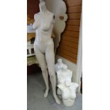 Vintage full length mannequin & three upper body mannequins
