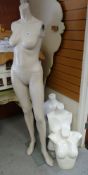 Vintage full length mannequin & three upper body mannequins