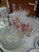 A large parcel of glassware including a lemonade set with floral decoration, two crystal