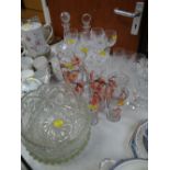 A large parcel of glassware including a lemonade set with floral decoration, two crystal