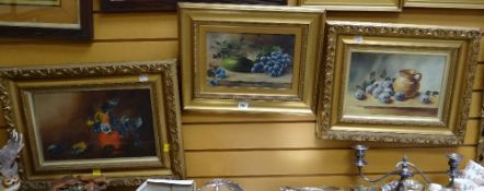 Three gilt framed oils on canvas of still life