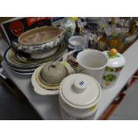 Collection of various pottery including kitchen items, ceramic ashtrays, meat serving platters etc