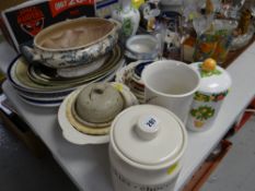 Collection of various pottery including kitchen items, ceramic ashtrays, meat serving platters etc