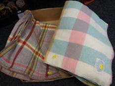 Two check patterned woollen blankets
