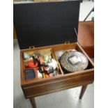 A vintage sewing box & contents
