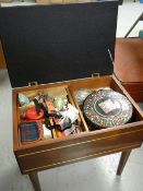 A vintage sewing box & contents