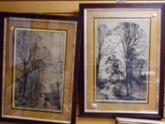 Two framed engravings of country scenes by FRED SLOCOMBE, dated 1886