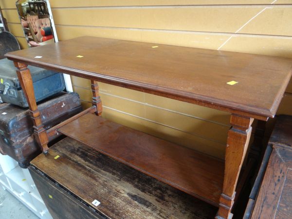 An antique mahogany Long John coffee table & a nineteenth century oak gate leg table - Image 2 of 3